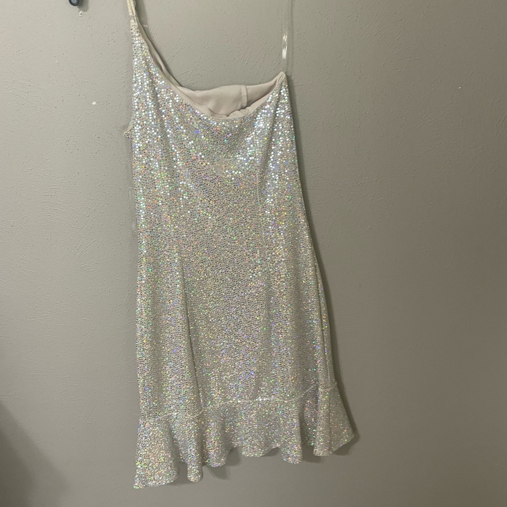 Silver off the shoulder sparkling homecoming/party dress. - Picture 2 of 2